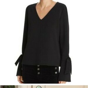 cooper & ella black women's top long sleeved v neck size small